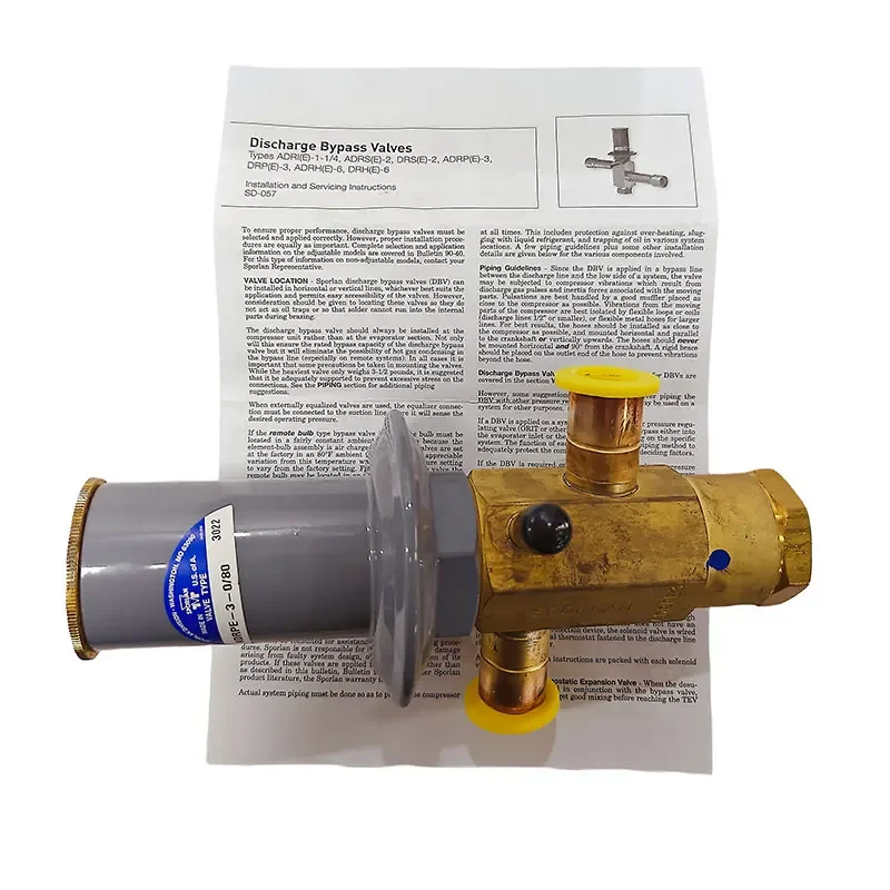 Válvula de derivación caliente para refrigeración, válvula de expansión automática Sporlan ADRPE-3-0/80, derivación de descarga Sporlan