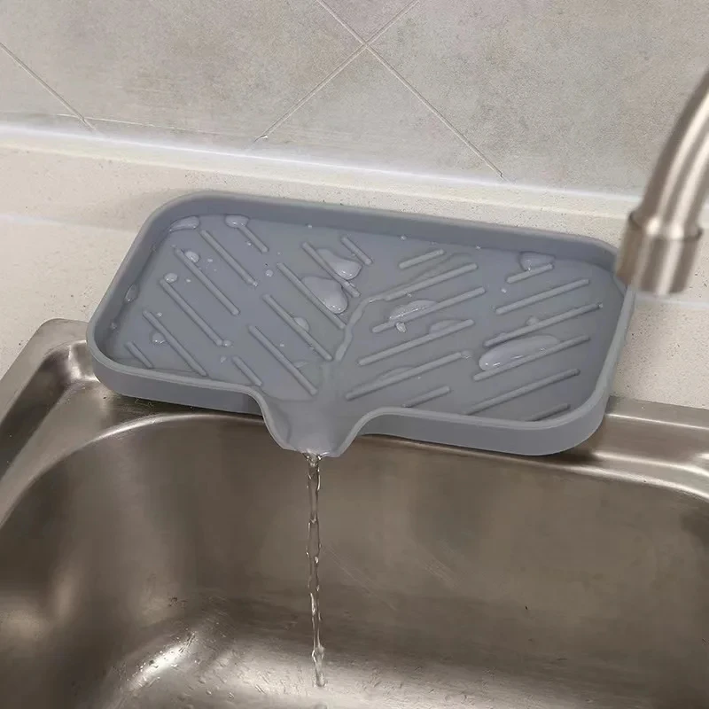 

Sink Silicone Tray With Drain Soap Sponge Storage Holder Countertop Sink Scrubber Brush Soap Storage Rack Kitchen Organizer
