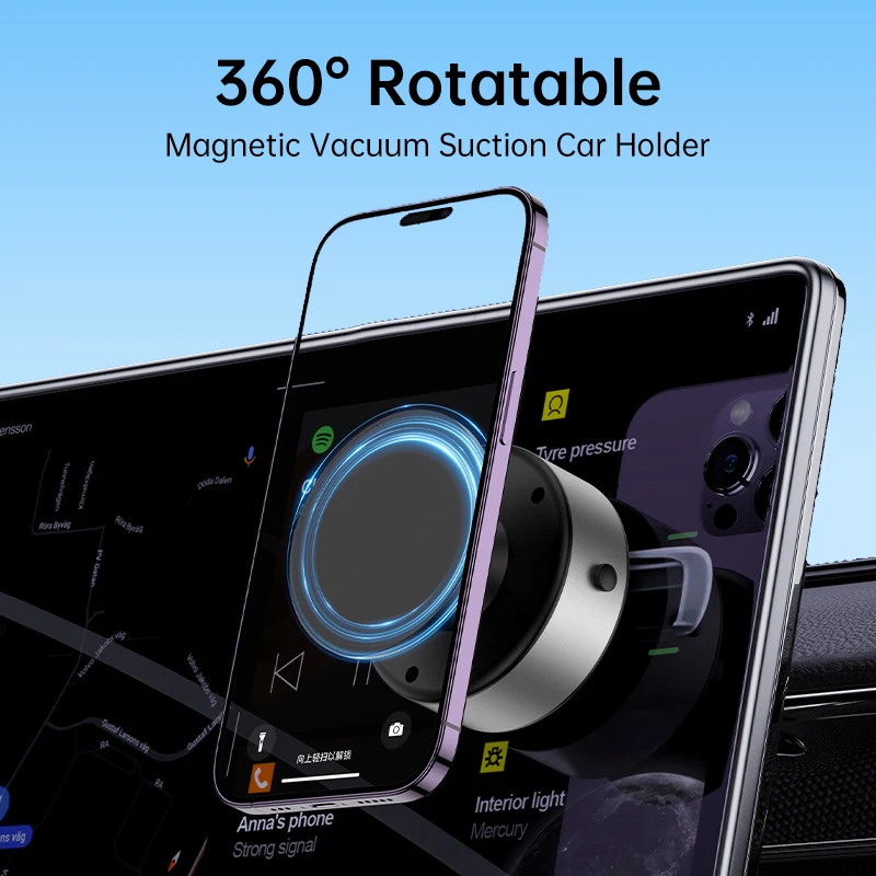 360° Rotating Magnetic Phone Holder Car Magnetic Vacuum Adsorption Bracket Wireless Phone Magnetic Charger for Car