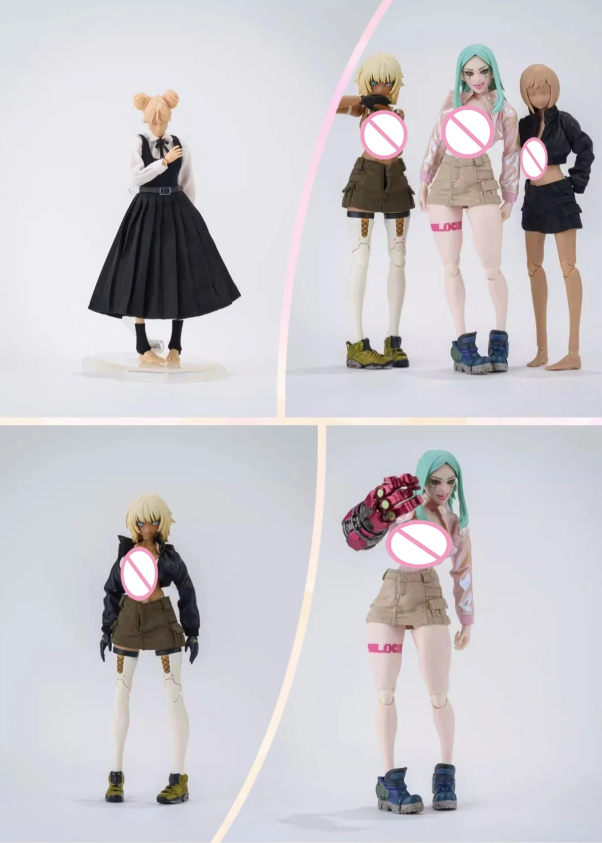 

1/12 Scale Female Soldier Clothing Accessories Pinafore Dress Shirt Short Jacket Cargo Skirt Set For 6''Action Figure Model Toys