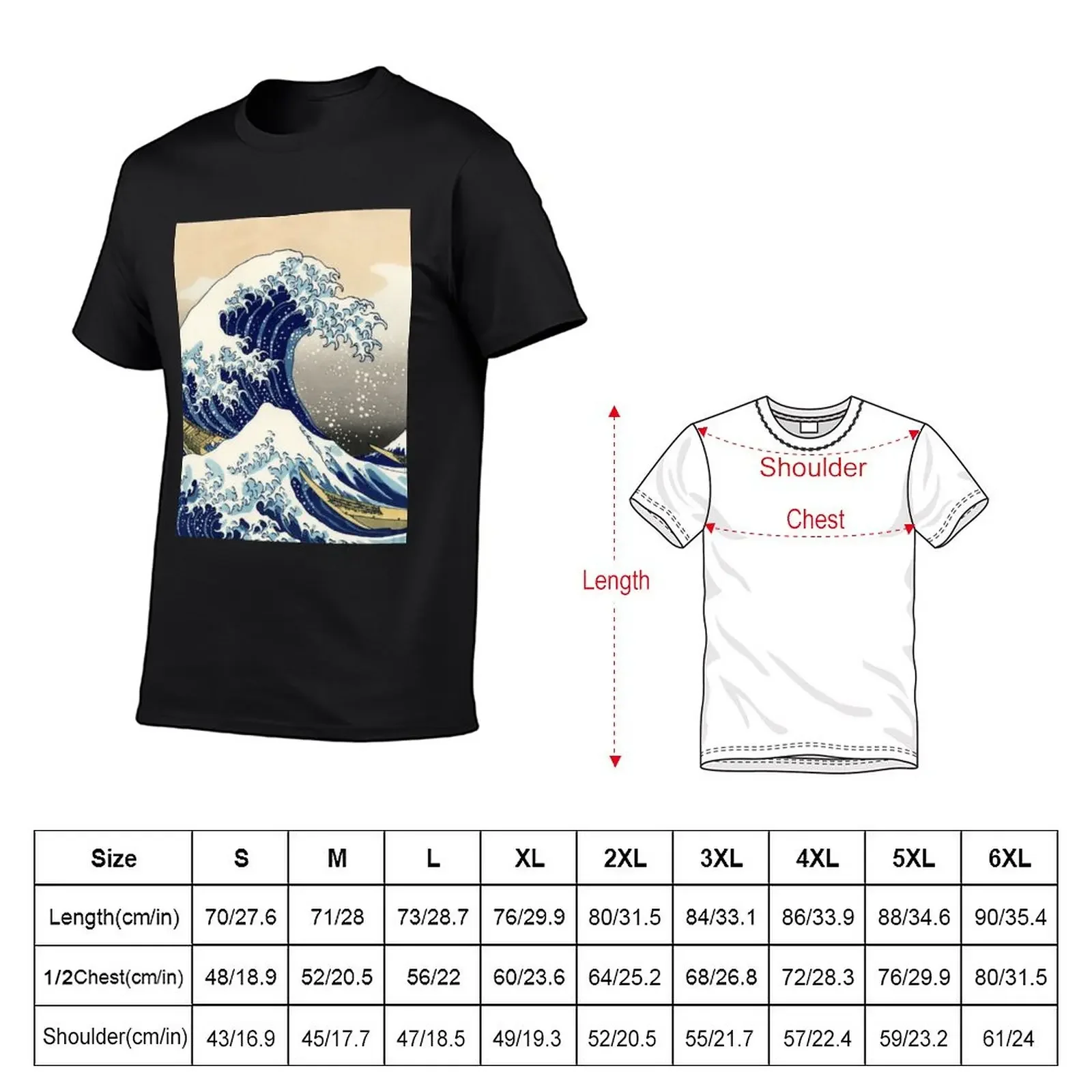 The Great Wave off Kanagawa by Hokusai T-Shirt summer tops plus sizes sweat black t-shirts for men