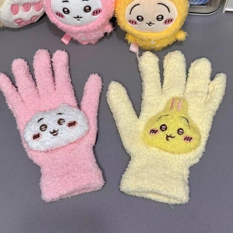 Kawaii Chiikawa Simpatici guanti in pile di corallo Peluche di cartone animato Caldo e antigelo Autunno e inverno Studente Ciclismo Regali per ragazzi e ragazze
