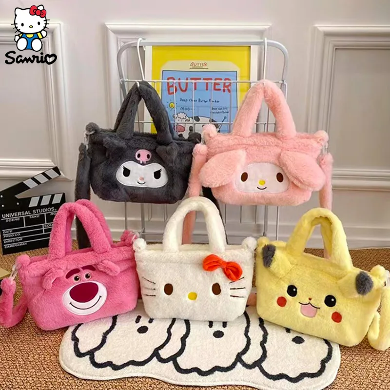 Sanrio-Bolso de peluche de Hello Kitty para niños, bolsa de hombro