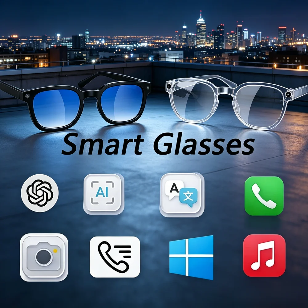AI Smart Sunglasses, Equipped with AI Translation, 8MP HD Camera, 4K Video Recording, Bluetooth Calling, Audio Recording and Mus
