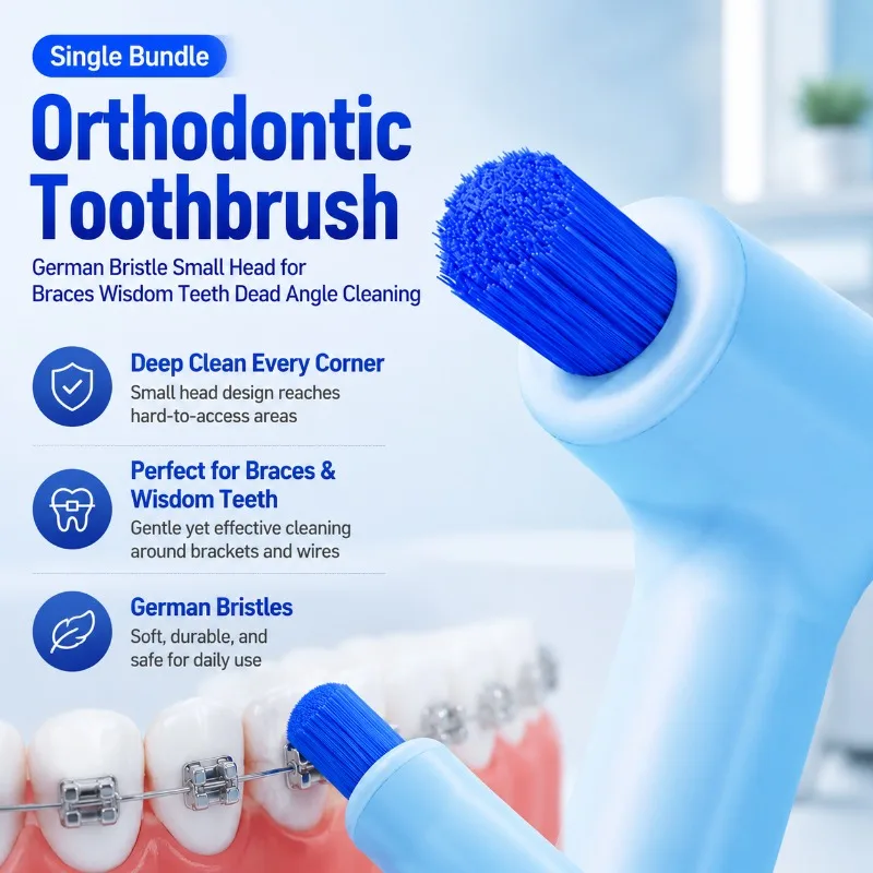 

Single Tuft Orthodontic Toothbrush Small Head Design Cleans Pit Fissure Braces Wisdom Teeth Dead Corner Deep Cleaning Oral Care