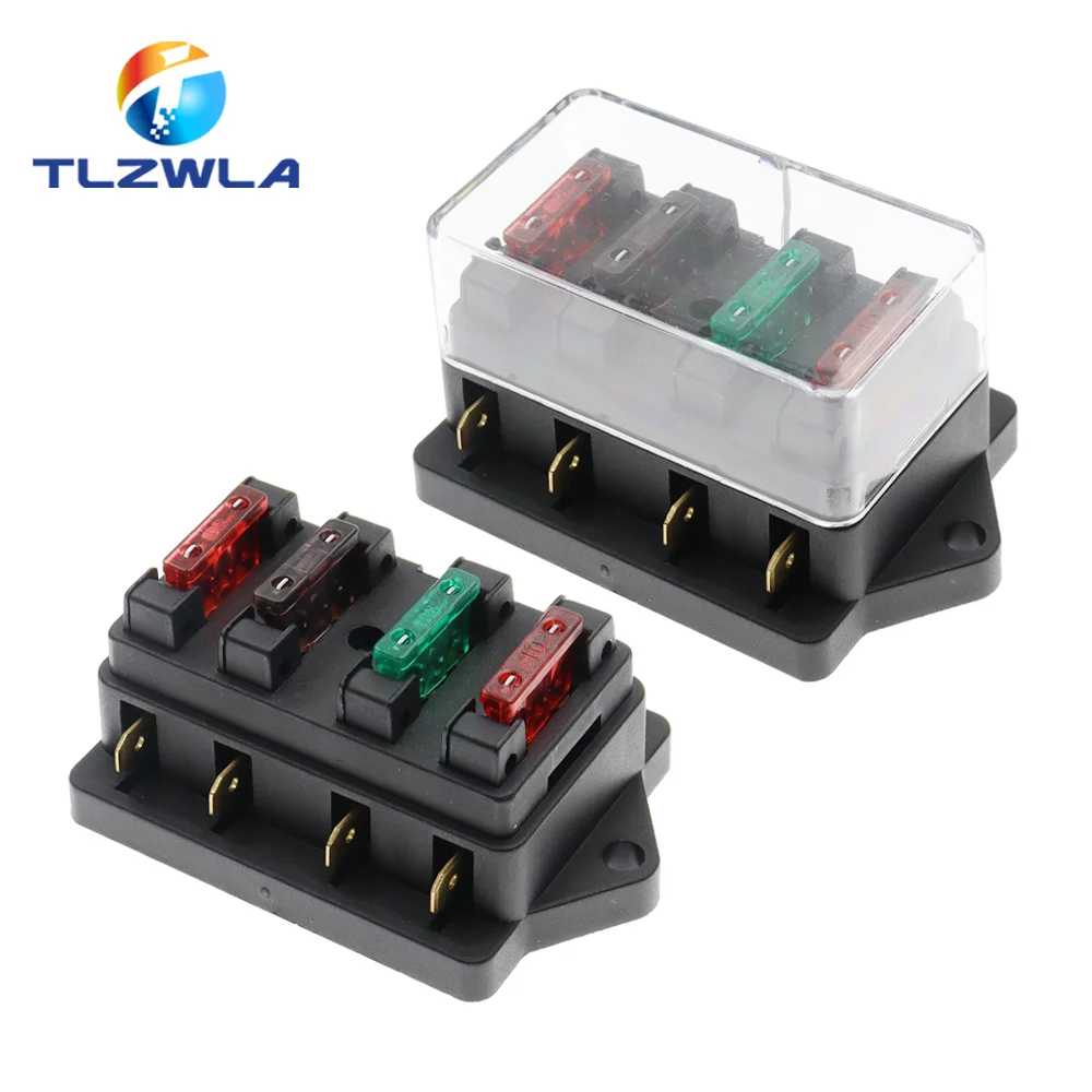 4/6/8/12 Way Car Fuse Box Car Fuse Holder Car Truck Auto Blade Fuse Box with 4/6/8/12 Fuses for 12V 24V ATO Standard Circuit