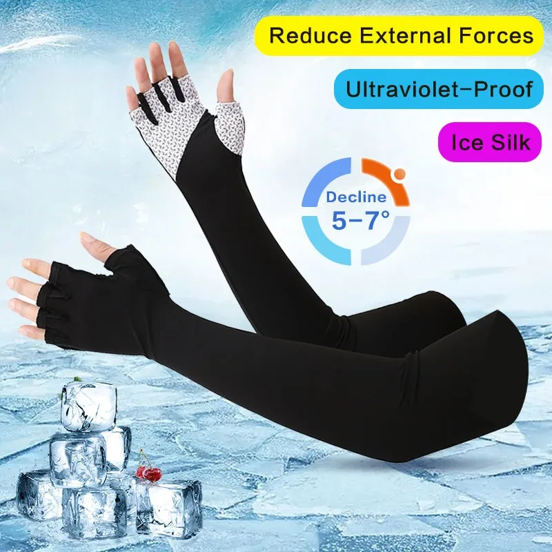 Cycling Ice Sleeves Outdoor Sports Polyester Sports Entertainment Five-finger Gloves Climbing Arm Cover 1 Pair Ice Sleeves