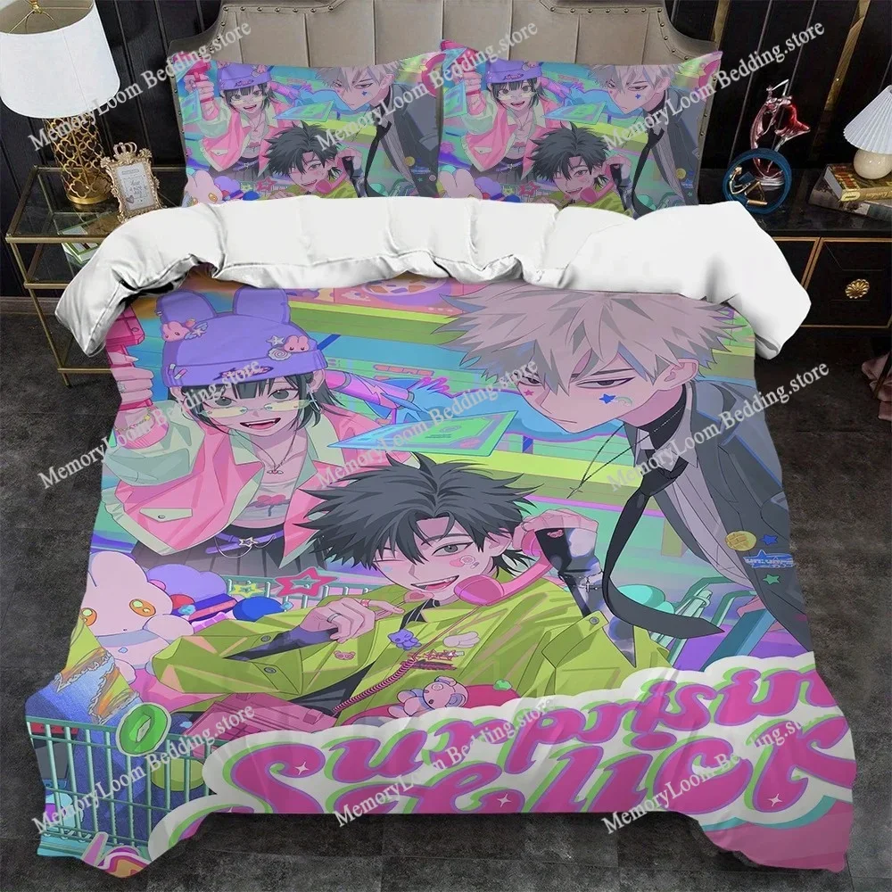 Cartoon Link Click Duvet Cover Set Home Style Bedding Soft Laundry Cotton Bed Student Dormitory Gift Home Textileextile