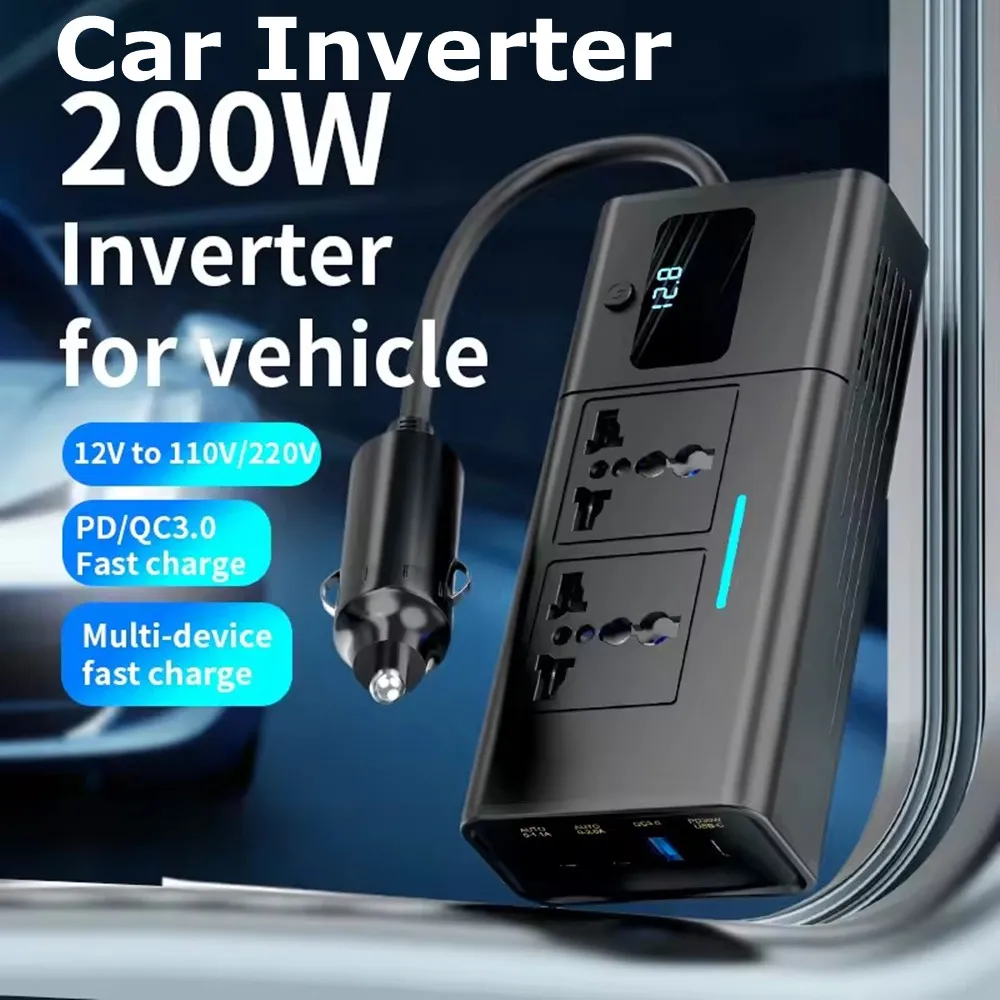 Car Inverter Car Cigarette Iighter 12v Can Be Converted To 110v Or 220v Power Conversion Fast Charger Car Socket Multi-Function