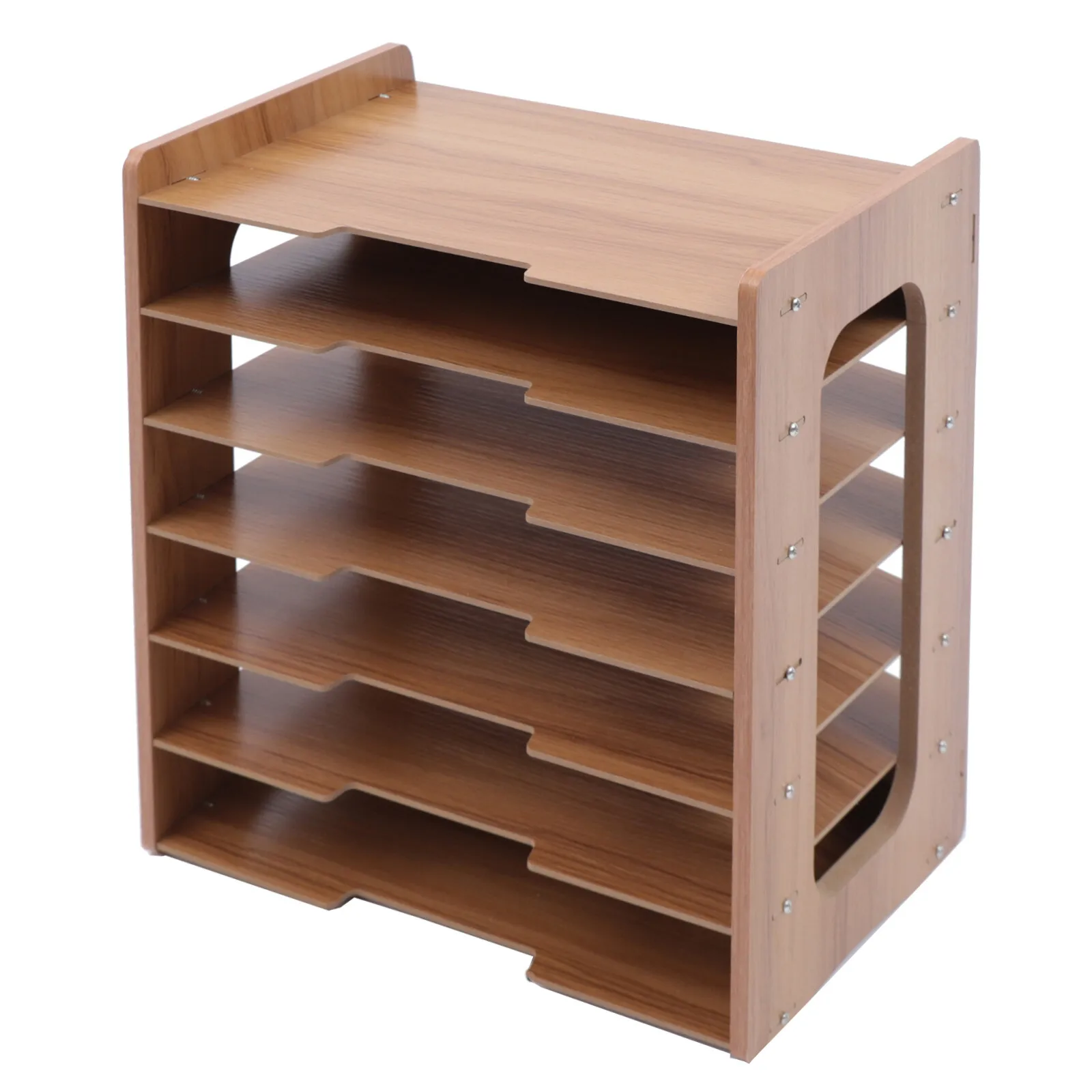 7-Step Office Paper Organizer Office Wood Desk A4 Paper Tray Letter Shelf Document Holder