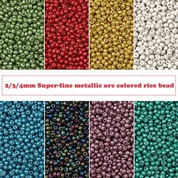 DoreenBeads 2mm/3mm/4mm scatola di perline di vetro perline di vetro ceco per la creazione di gioielli orecchini rotondi metallici fai da te circa 10 grammi