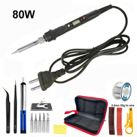 80W Digital Electric Soldering Iron Set Kit Temperature Adjustable 220V 110V  Ceramic Heater Soldering Tips Welding Tool  set