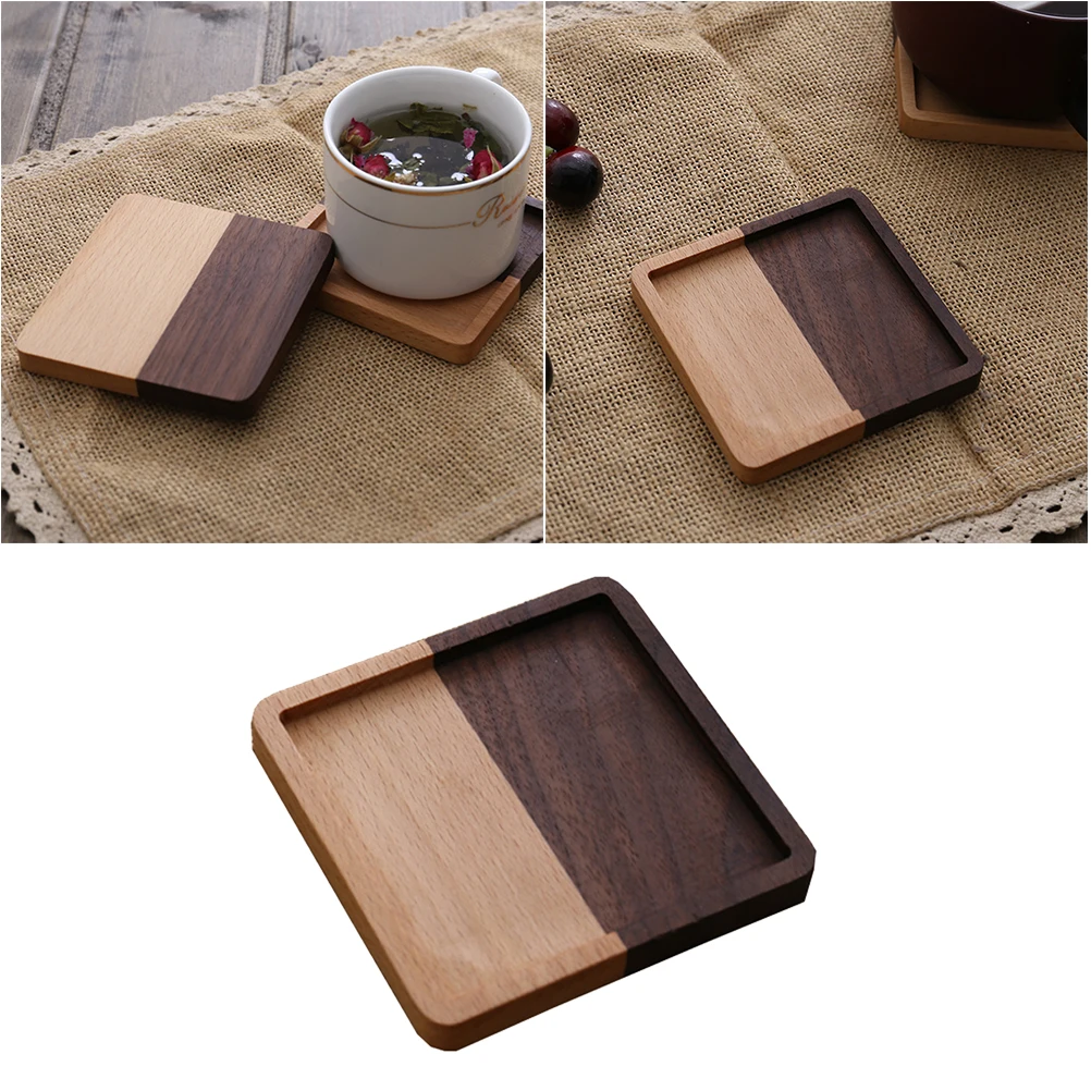 

Solid Wood Thermal Insulation Placemat Coasters Beech Cup Tea Holder Home Office Banquet Hotel Wooden Mat Decor Gift