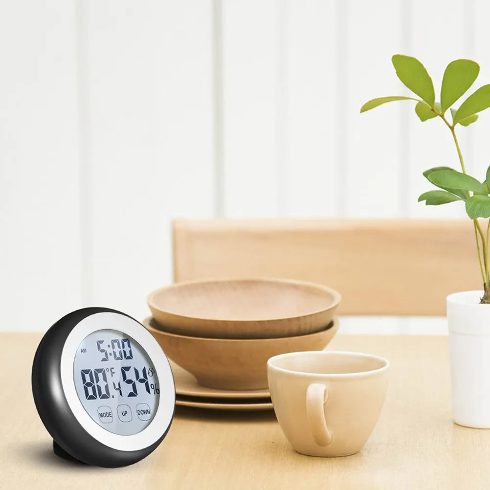 

Высокоточный многофункциональный гигротермограф с большим ЖК-экраном, сенсорный термометр для помещений, часы, будильник, измерение температуры и влажности