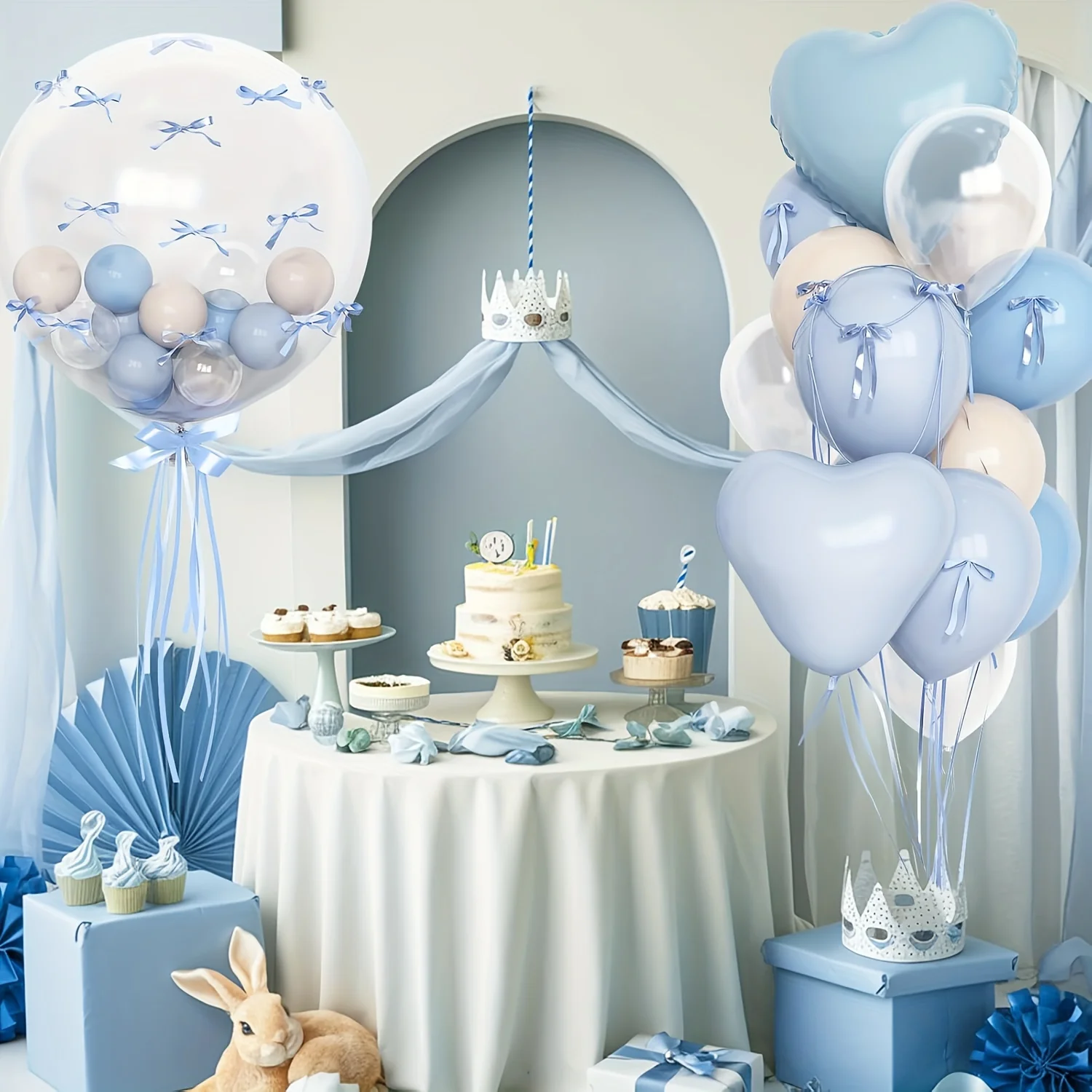 Fairy Tale 31pcs Light Blue Cream White Heart Foil And Latex Balloon Set Birthday Party Wedding Decor Supplies Perfect Decor