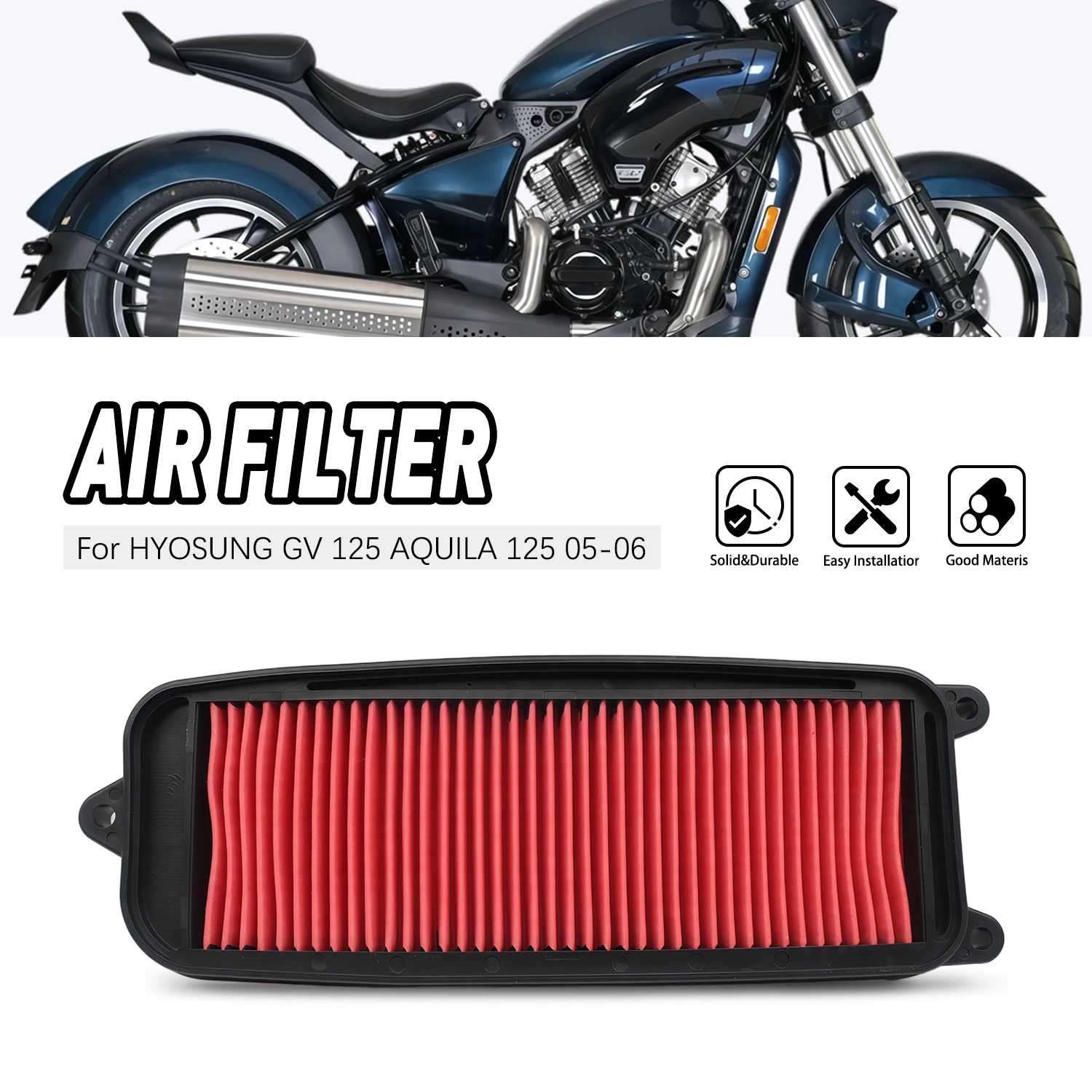 

Air Filter Element reliable Replacement Motorcycle Parts Accesorios Moto For HYOSUNG GV 125 AQUILA 125 2005-2006
