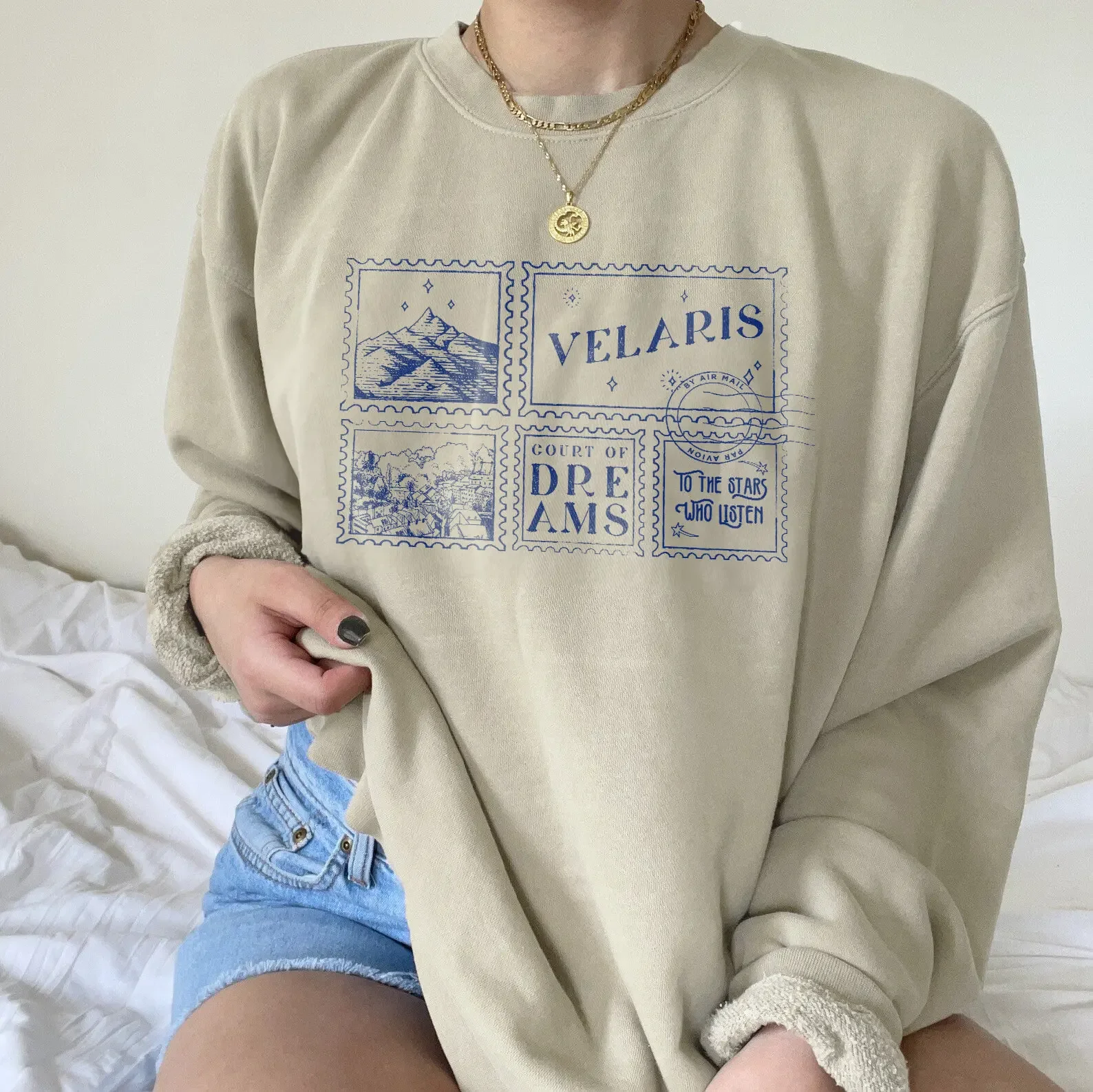 Women Y2K Top Retro Sweatshirt To The Star Who Listen Court Of Dreams Night Court Licensed Velaris ACOTAR Sweatshirt