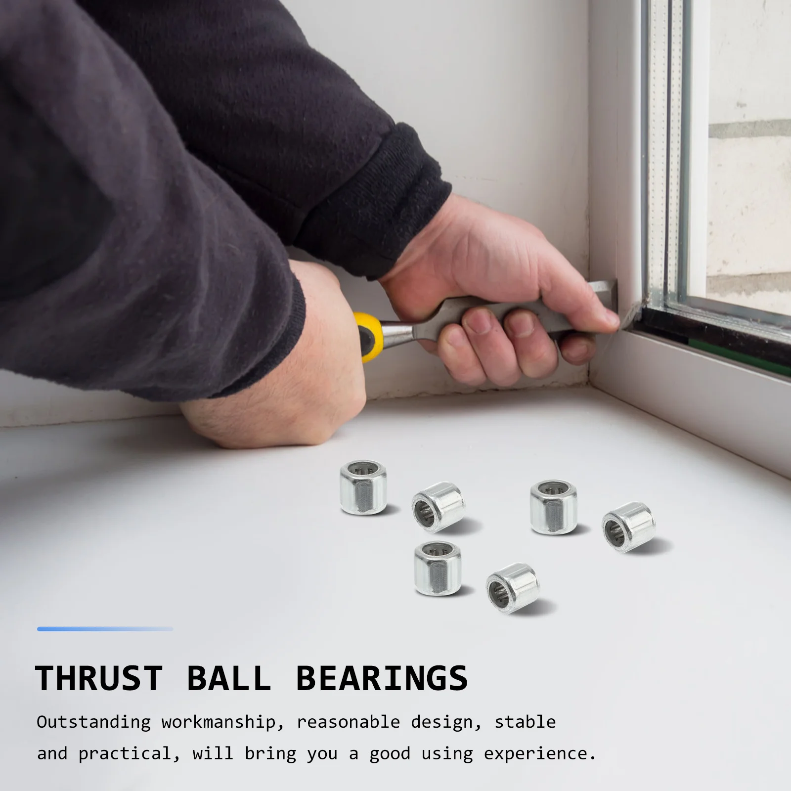 

10Pcs Roller Bearing Needle Roller High Stiffness Stainless Steel Long Life Thrust Bearing for Precise Instrument Door Window