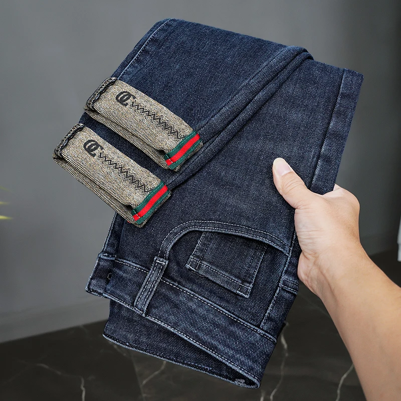 Ripped Regular Slim Fit Straight Jean Comfort Casual Autumn Fashion Denim Pant Classic Skinny Vintage Unisex Men Stretch Trouser