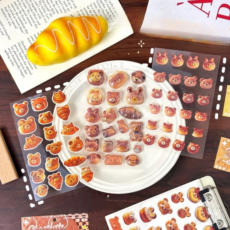 

Cartoon Bear Embossed Stickers Puffy Decals for Journaling Scrapbooking DIY Cute Sticker for Phone Case Laptop Kawaii Supplies