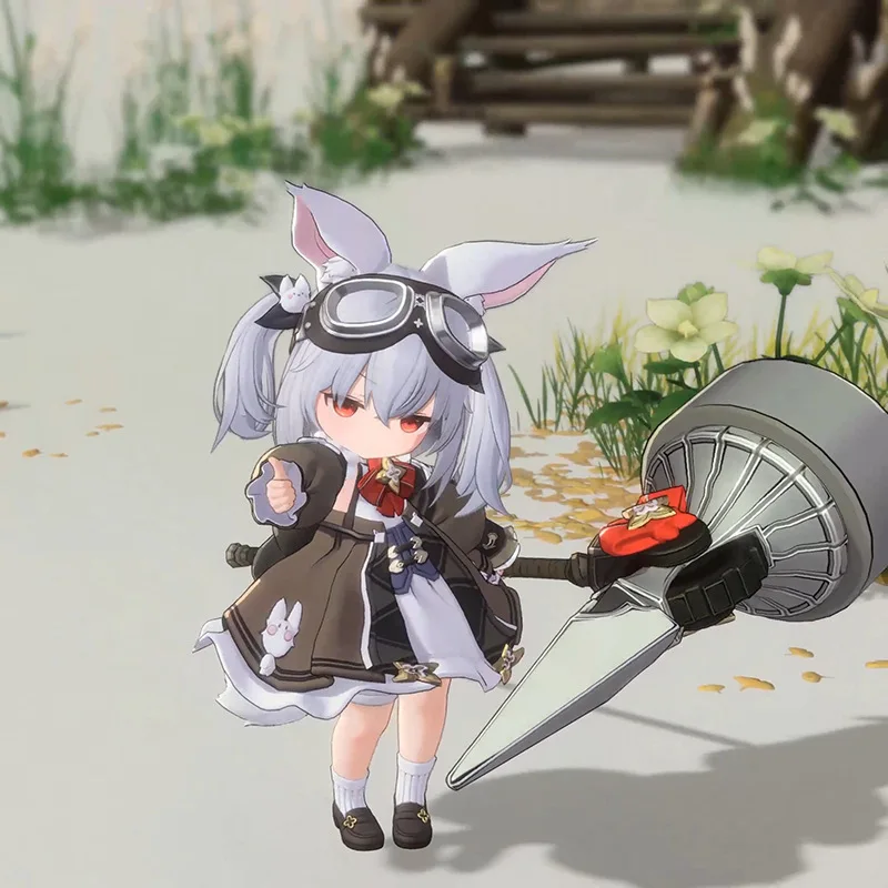 블루 스타 오리진: 여행 발라드 - Nonono 코스프레 가발, 캐릭터 스타일, 실버 화이트 더블 브레이드, 짧은 머리