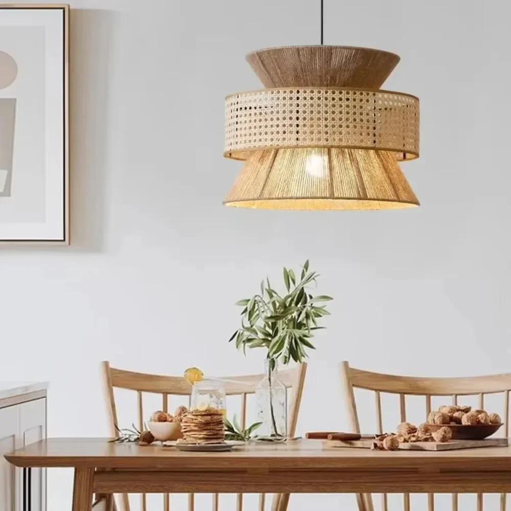 40/50/60 سنتيمتر اليابانية وابي سابي الروطان قلادة أضواء بوهو المنسوجة يدويا بوهو مصباح السقف لغرفة الطعام مقهى غرفة نوم زن E27 #3