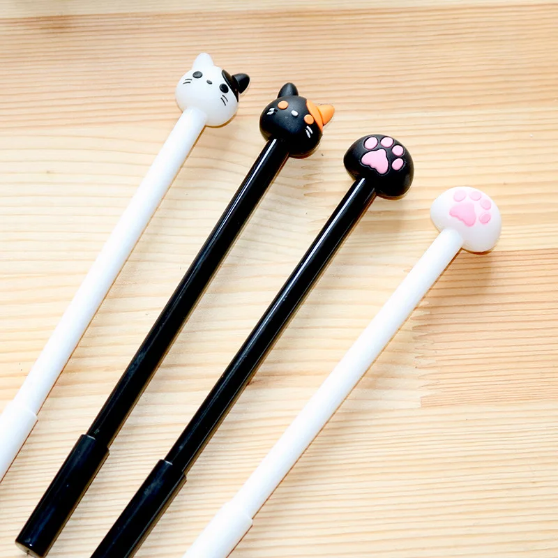 4 Pcs Lytwtw\'s Cartoon Cat Claw Paw Kawaii Cute School Supply Office Stationery Gel Pen Handles Creative sweet black cat lovely