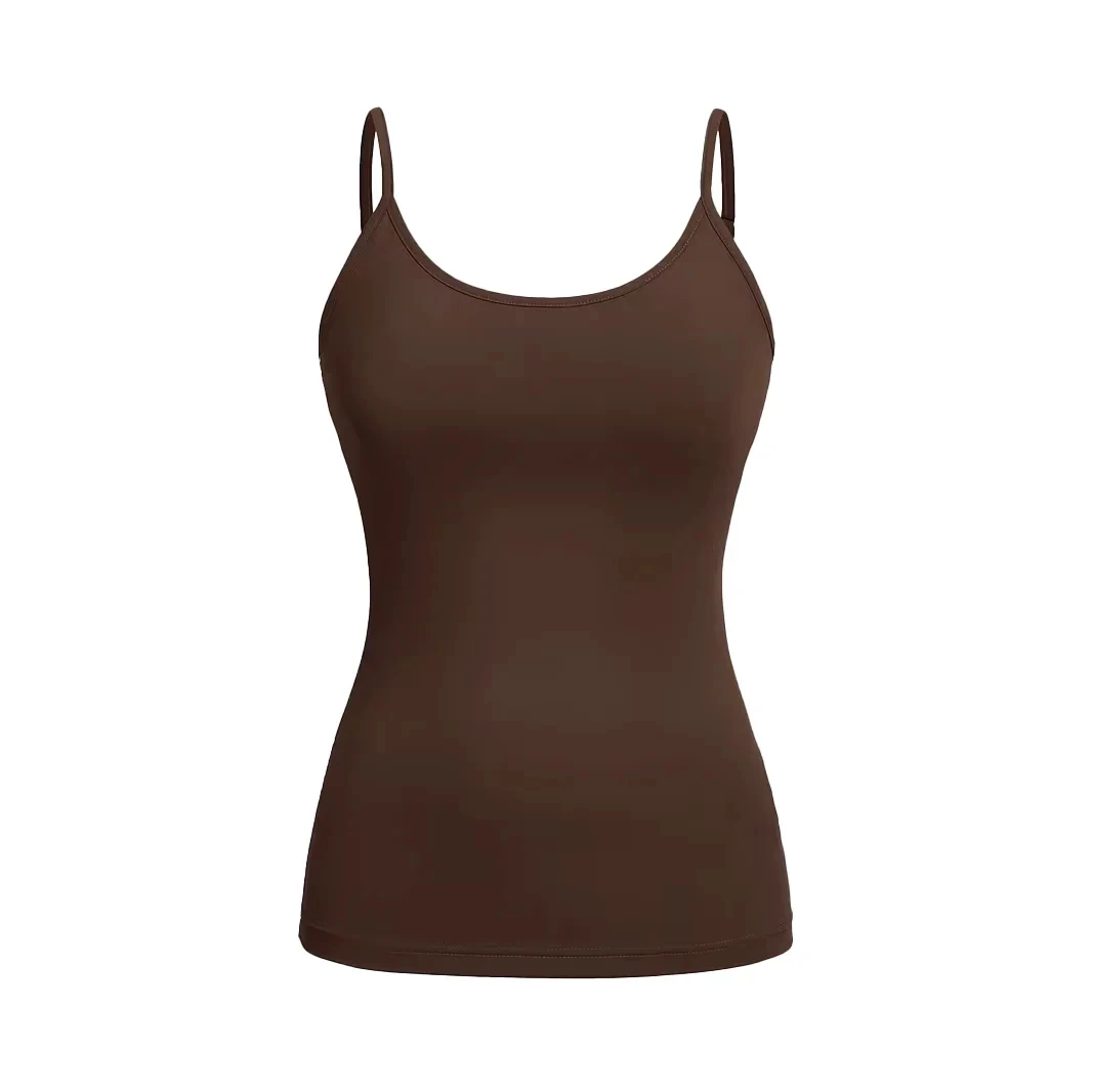 Sommer-Tanktop für Damen, schmales Trägertop, modisch, vielseitig, lässig, atmungsaktiv, aus mikroelastischem Stoff, ärmelloses Trägertop