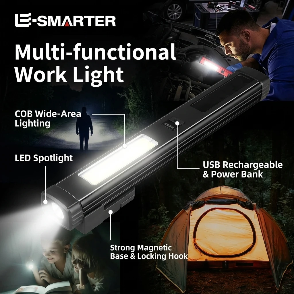 

Магнитный фонарь-ручка LED+COB для аварийного освещения и инспекции автомобилей, в форме ручки, для ремонта и обслуживания