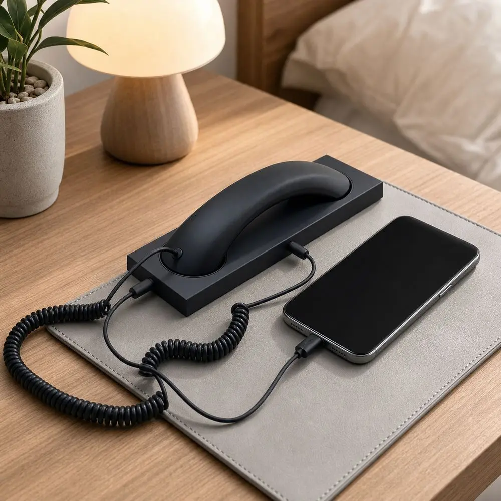 New with Microphone Phone Handset Telephone Style Tangle Free Wire Landline Handle Receiver Type-C Handheld Cell Phone Receiver