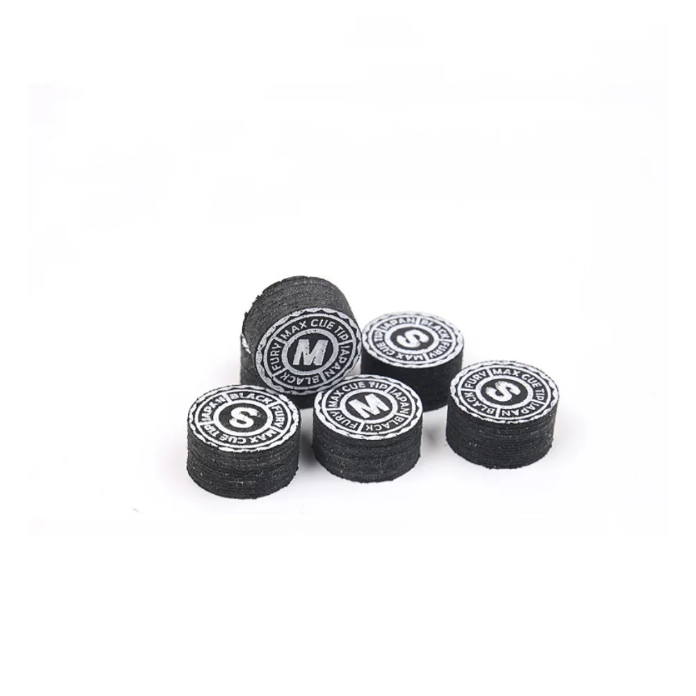Fury Multiple Layers Leather Black Max Cue Tip 14mm Size S/M Durable Billiard Pool Stick Tip for Improved Accuracy And Control