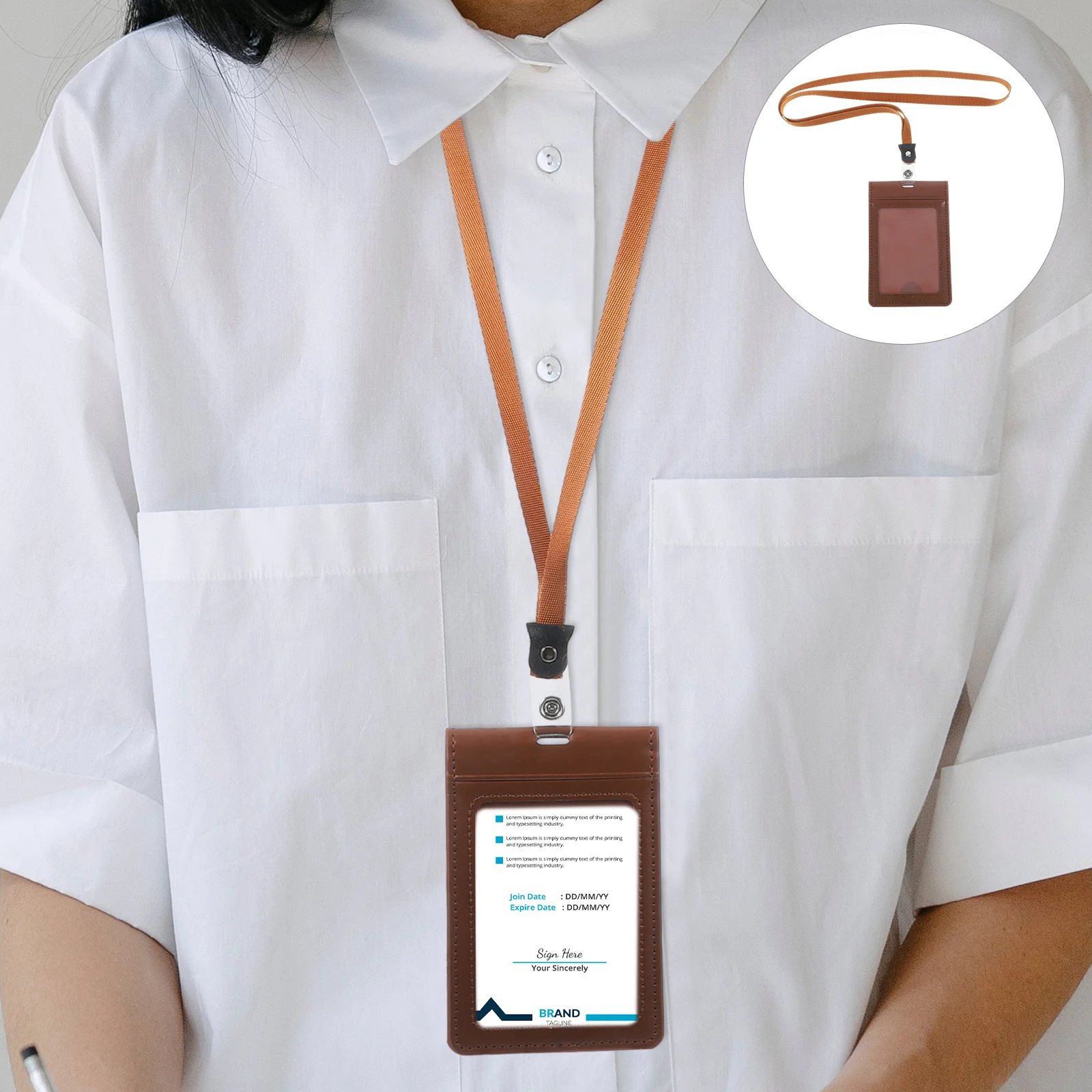

1pc Protective Pu Vertical Name Tag Id For Office Nurse Women Work Cards Sleeve School Id