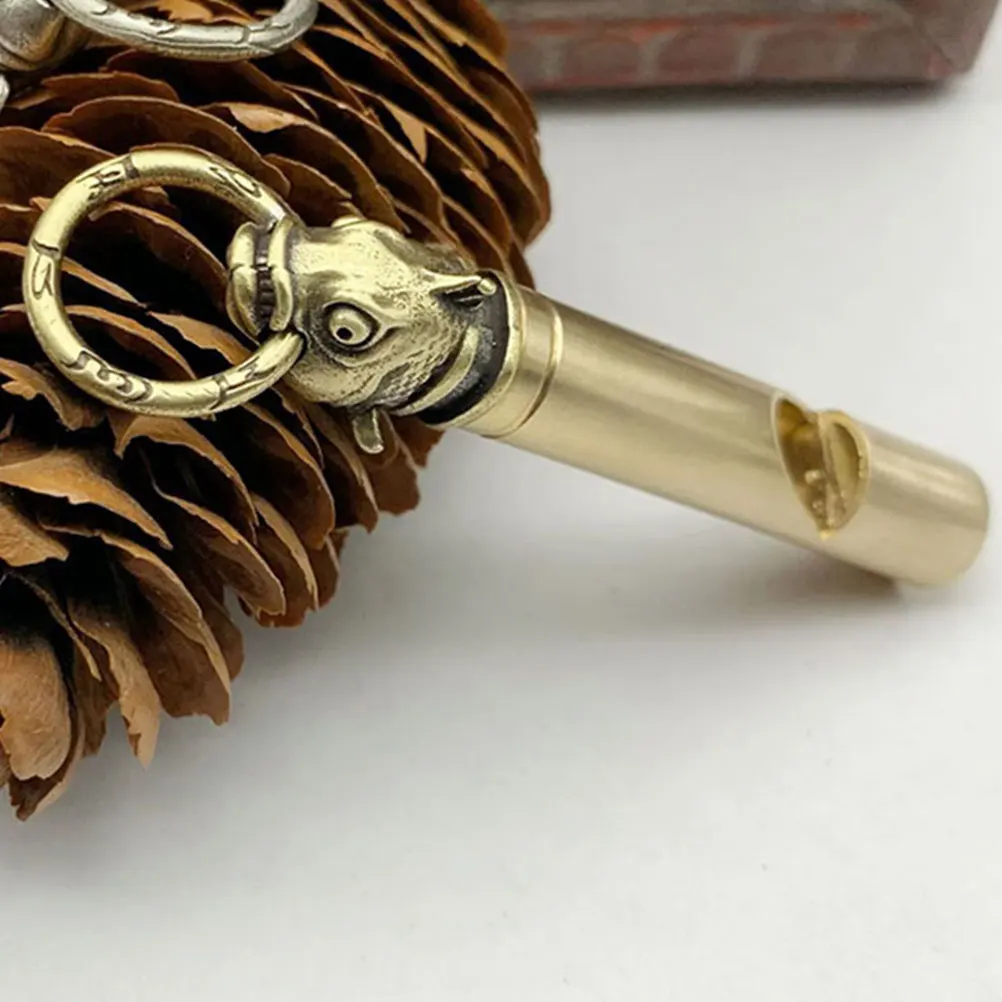 

2pcs Vintage Brass Keychain Durable Outdoor Emergency Training Whistle For Camping Hiking Dog Bag Decor Lightweight Copper