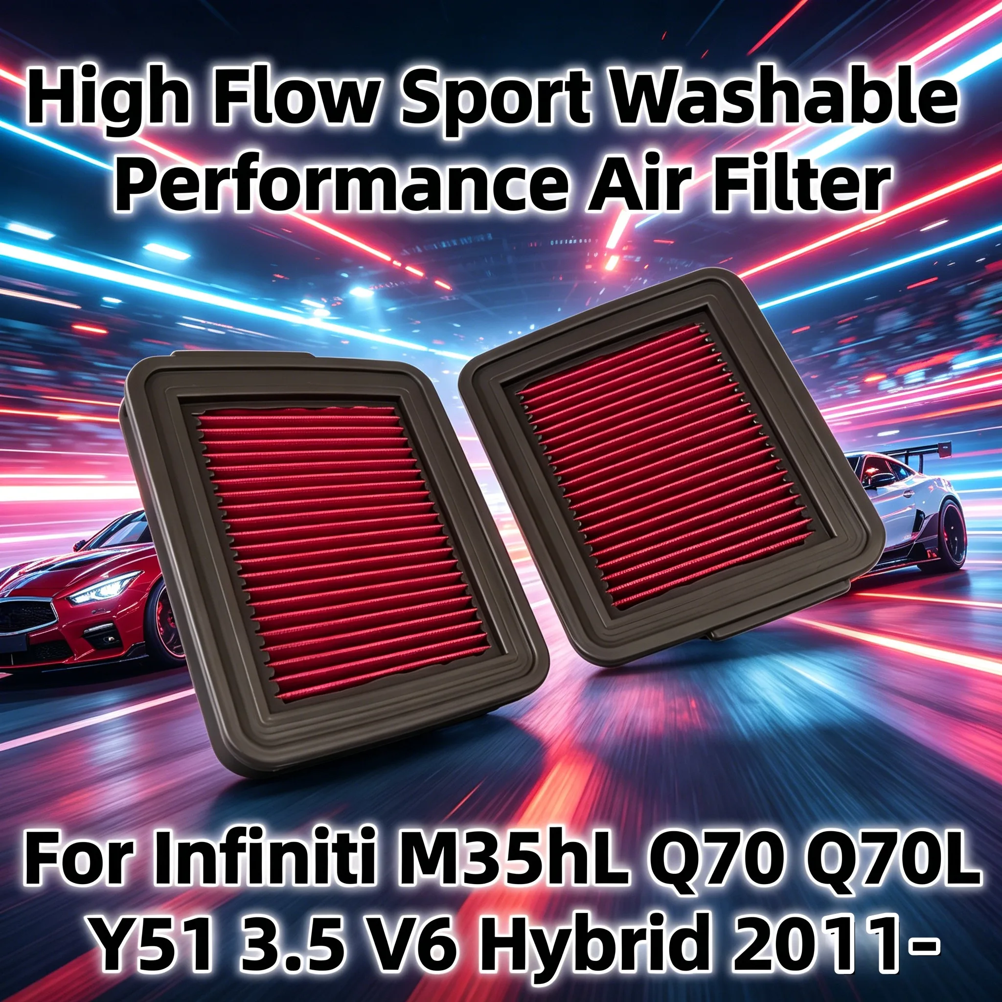 

High Flow Sport Washable Performance Air Filter For Infiniti M35hL Q70 Q70L Y51 3.5 V6 Hybrid 2011- 33-5033 FB984-01 165461MG0A
