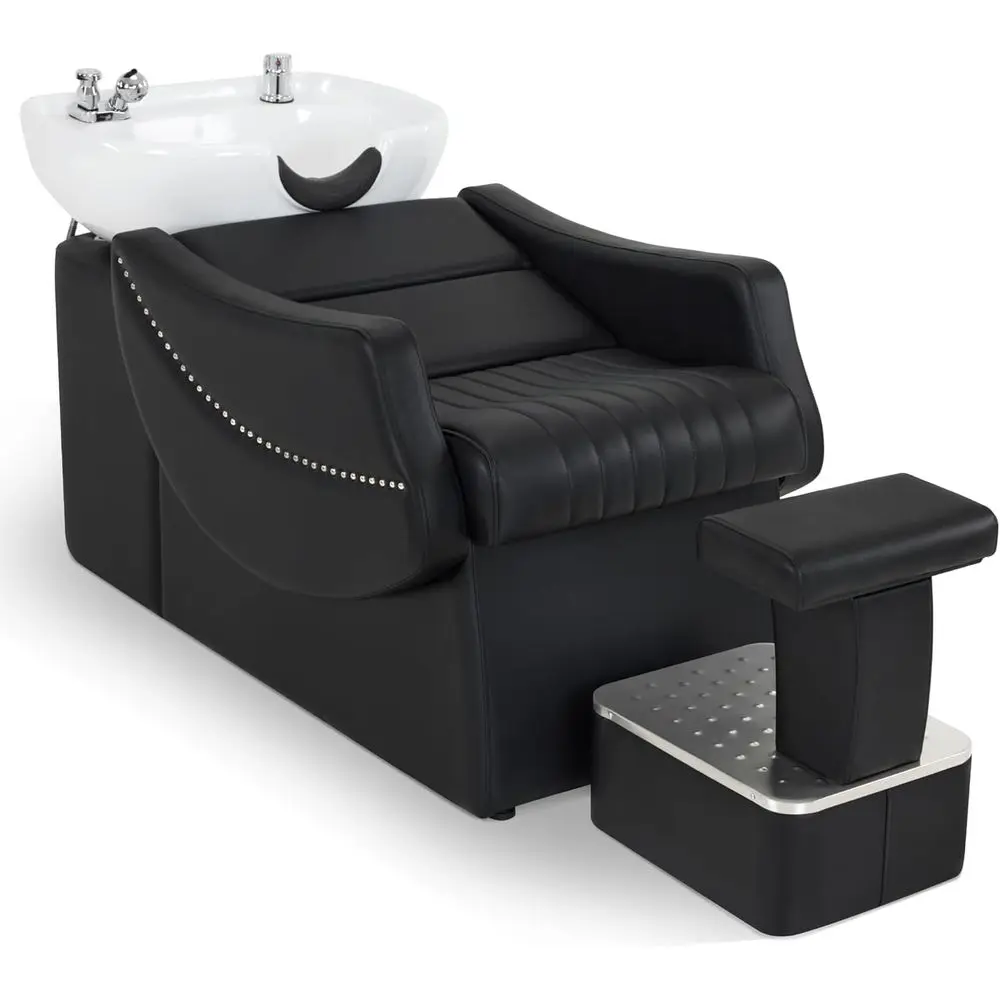 

Парикмахерская мойка с педикюрным креслом, эргономичный набор для мытья головы и подставки для ног для барбершопов и спа-салонов