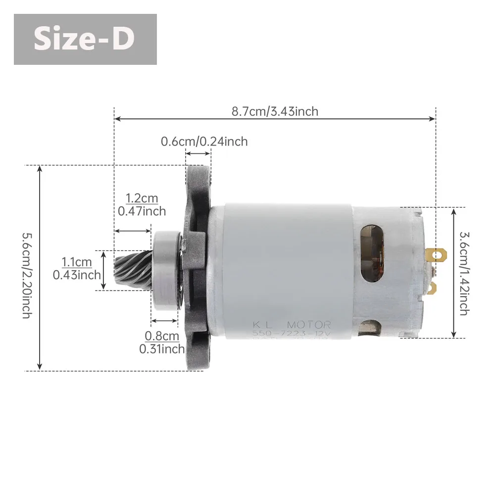 RS550 8 Teeth 21V DC Motor High Power Reciprocating Saw Motor with Conical Teeth Gear for Handheld Cutting Lithium Electric Saw