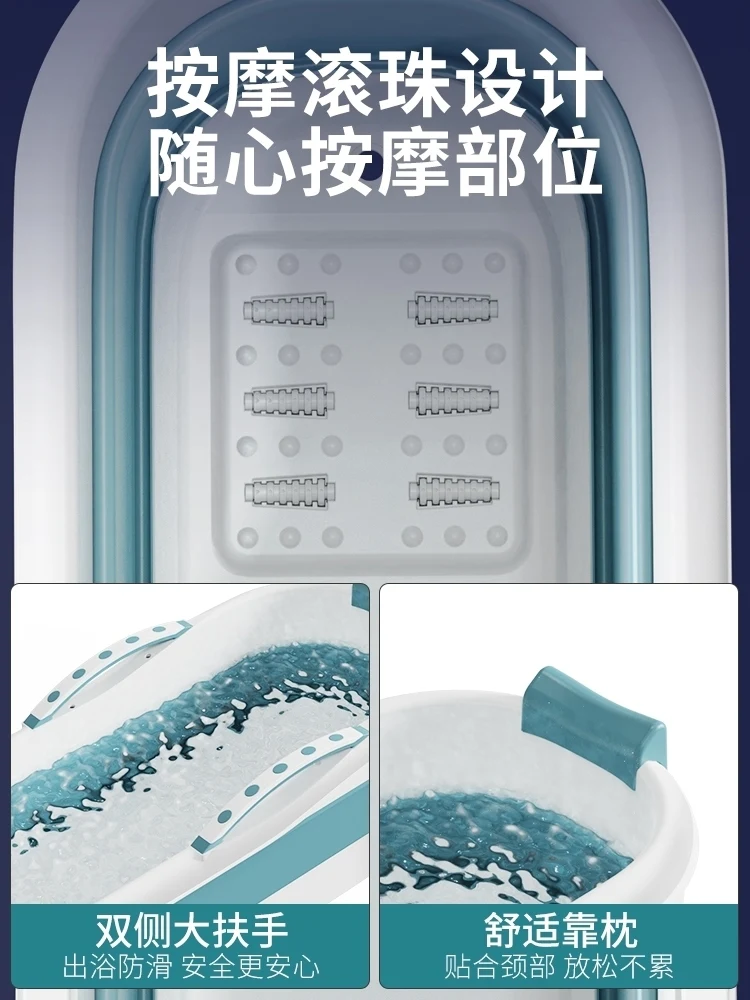 دلو حمام للكبار لكامل الجسم قابل للطي وموسع سميك عازل للحرارة دلو حمام منزلي حوض استحمام للأطفال