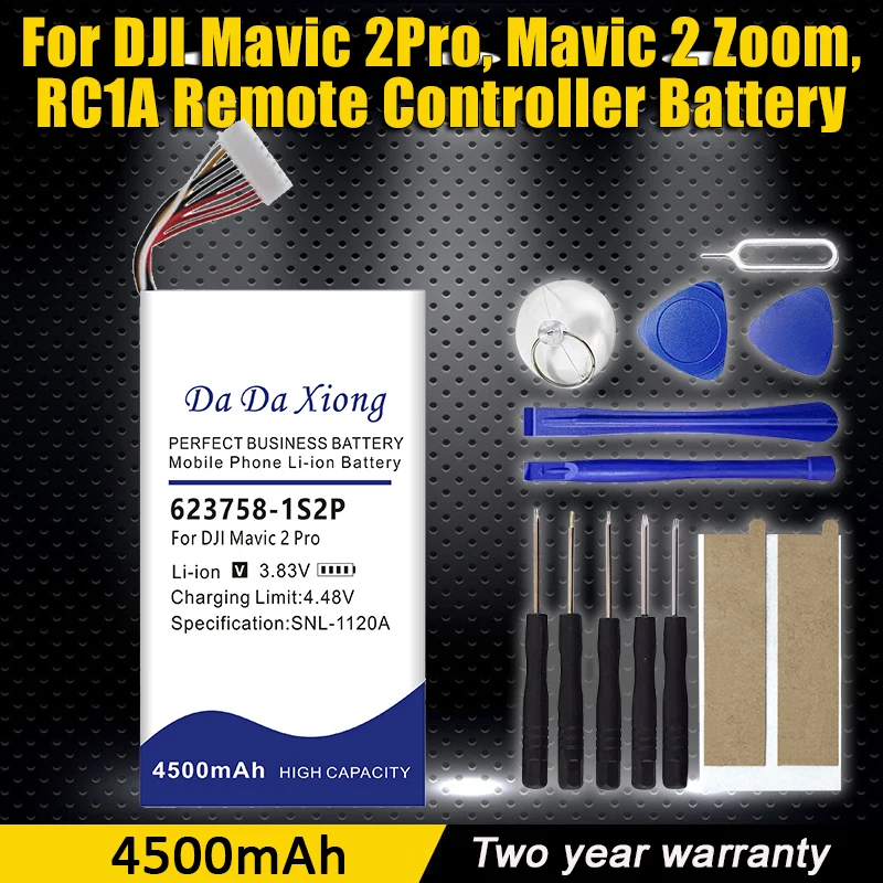 

New Replacement Battery 623758-1S2P 4500mAh for DJI Mavic 2 Pro Zoom RC1A Remote Controller + Tools