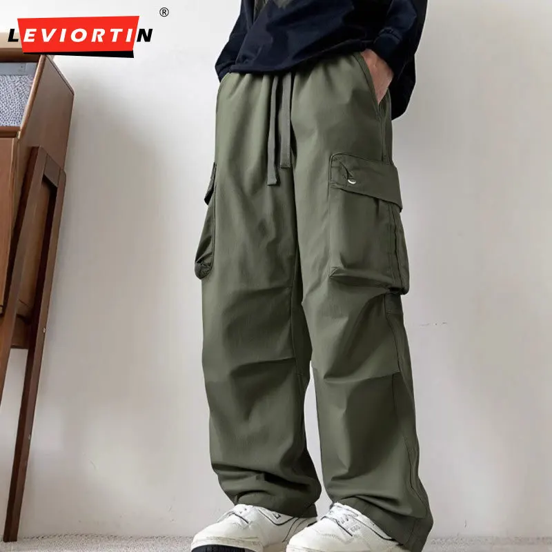 

Мужские, американские, ретро, молодежные, модные, прямые, с несколькими карманами, весна-осень 2021, новые свободные и универсальные брюки для спецодежды