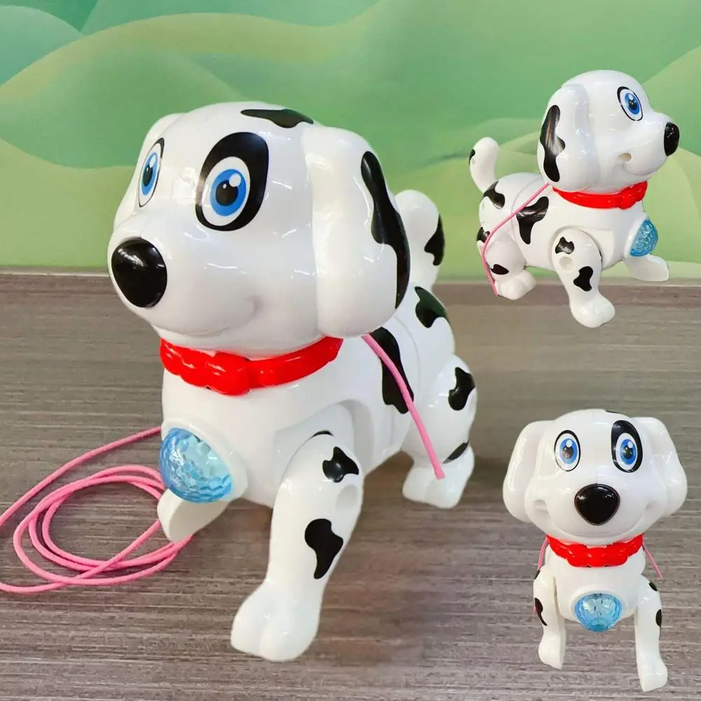 

Electric Walking Dalmatian Dog Toy with LED Lights & Music Interactive Leash Controlled Musical Pet Toy for Kids Gift