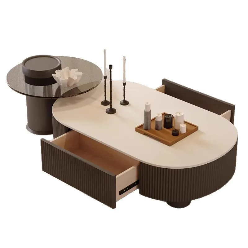 

Rock slab coffee table light luxury modern simple small apartment living room