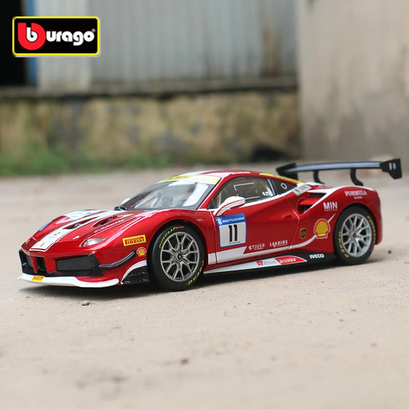 Bburago 1:24 2017 Ferrari 488 Challenge Alloy Sports Car Model Diecast Metal Racing Car Vehicles Model Simulation Kids Toys Gift