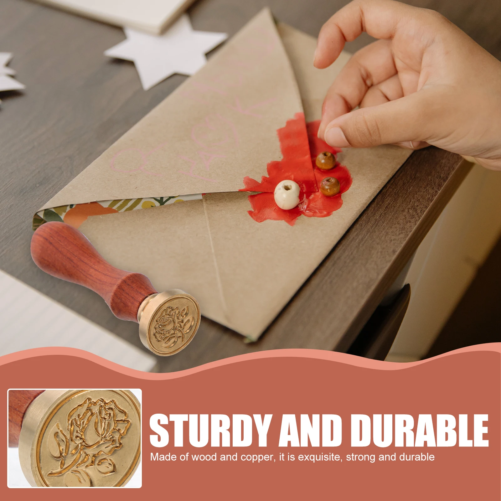

2Pcs Rose Wax Seal Stamp Retro Style Handmade Copper Stamp for DIY Decor Scrapbook Envelope Wax Seal Retro Style Stamps
