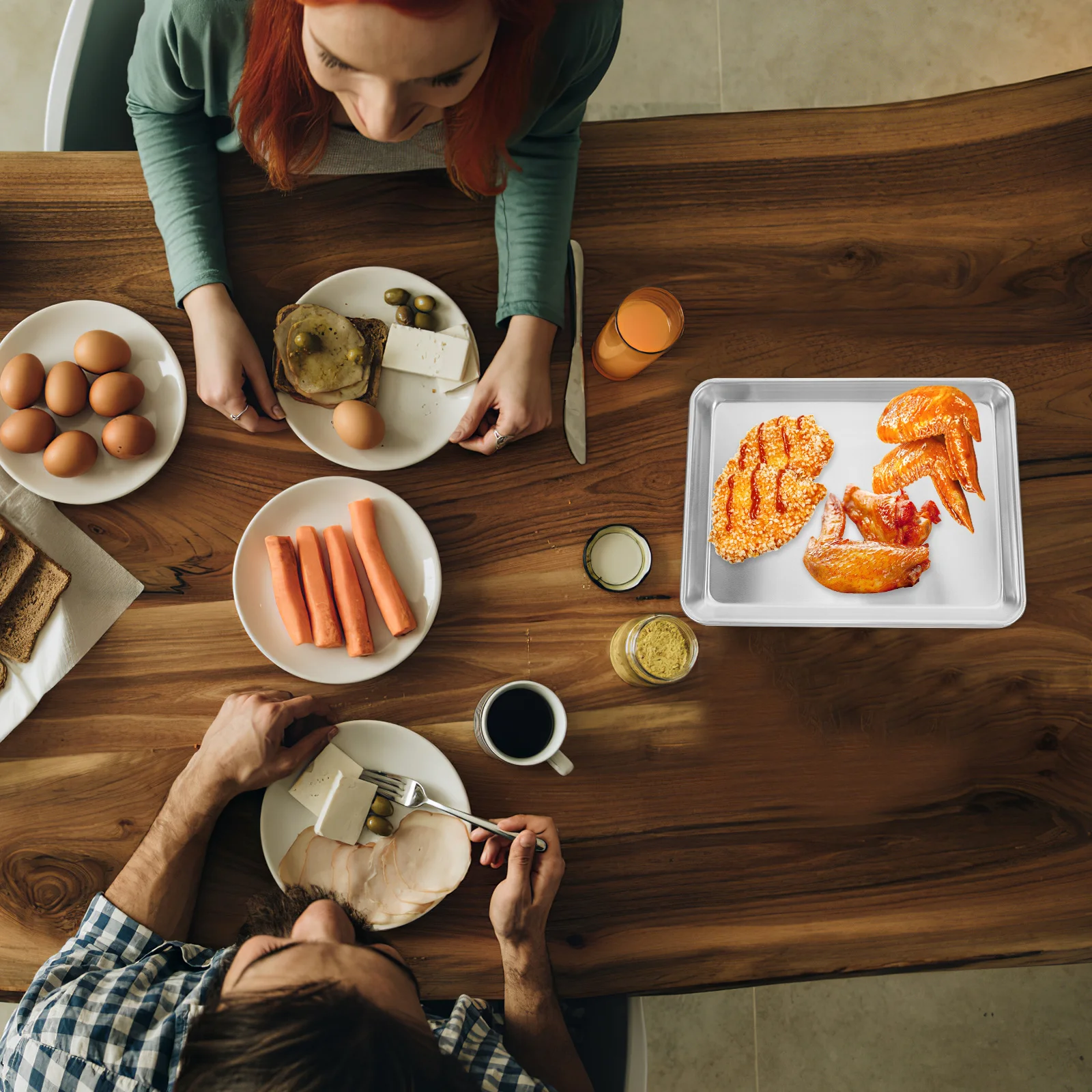 

Aluminum Grill Pan 35X22X5Cm Thick Nonstick Baking Tray For Oven Bbq Roasting Steaming Dishwasher Safe Multi-Purpose Griddle