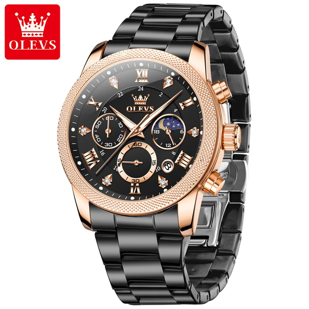 

OLEVS New Fashion Chronograph Mens Watches Top Brand Luxury Business Watch Men Military Sports Waterproof Mens Quartz Wristwatch