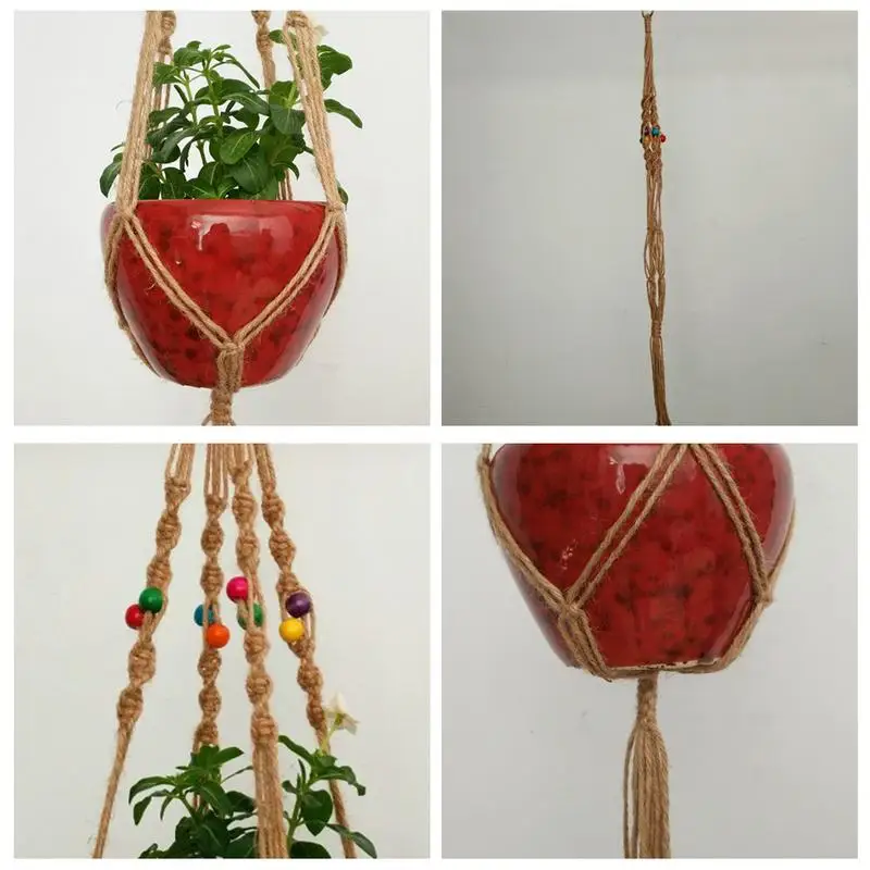 Woven Macrame Flowerpot Wall Hanging Basket Plant Hanger Planter Garden Stand Flower Pot For Decorations Cotton Rope Makramee