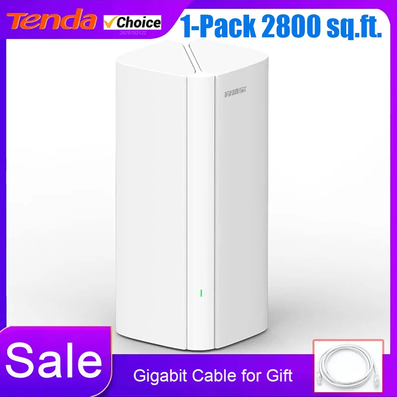 

Маршрутизатор Tenda AX3000 Wi-Fi 6 для всего дома, Mesh-система, усилитель сигнала, Wi-Fi 6, VPN, Super Mesh, 5 ГГц, простое настройование через приложение, 1 шт., покрытие 2800 кв. футов