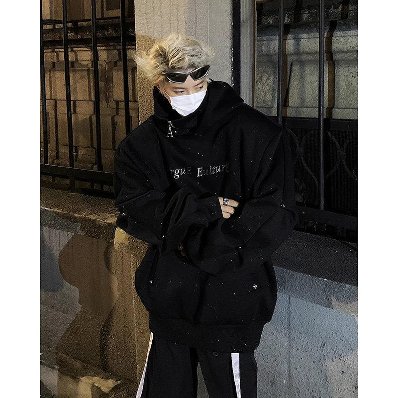 

Men's Hoodie Sweatirt oulder Pad Starry Print Glittering Street Sle Autumn Winter Casual Loose Fit Polyester Fabric