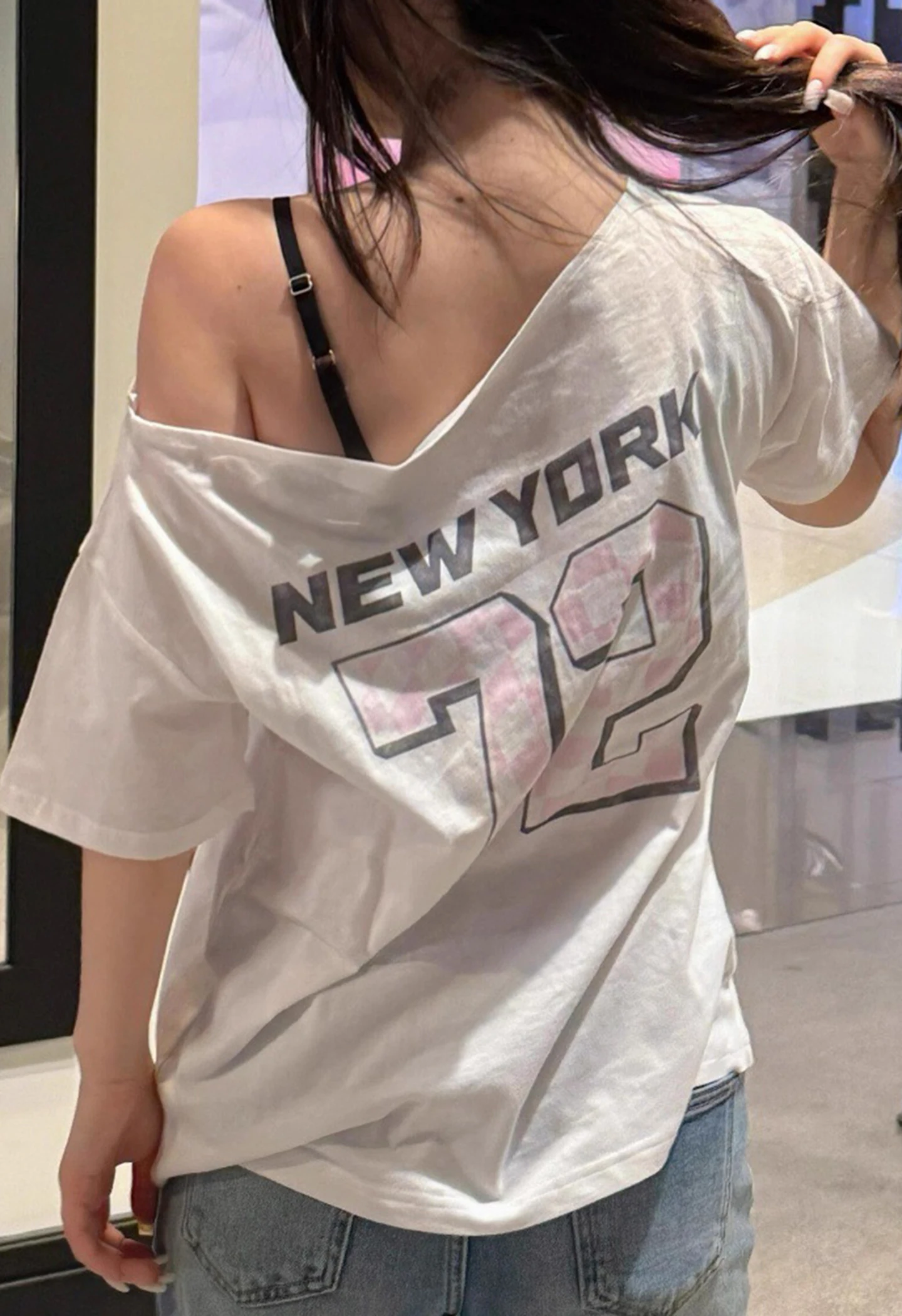 Car Print Letter Loose T-shirt Women Cotton Casual Slash Neck Short Sleeve Tee Tops Summer Streetwear Vintage Fashion T-shirts view 2
