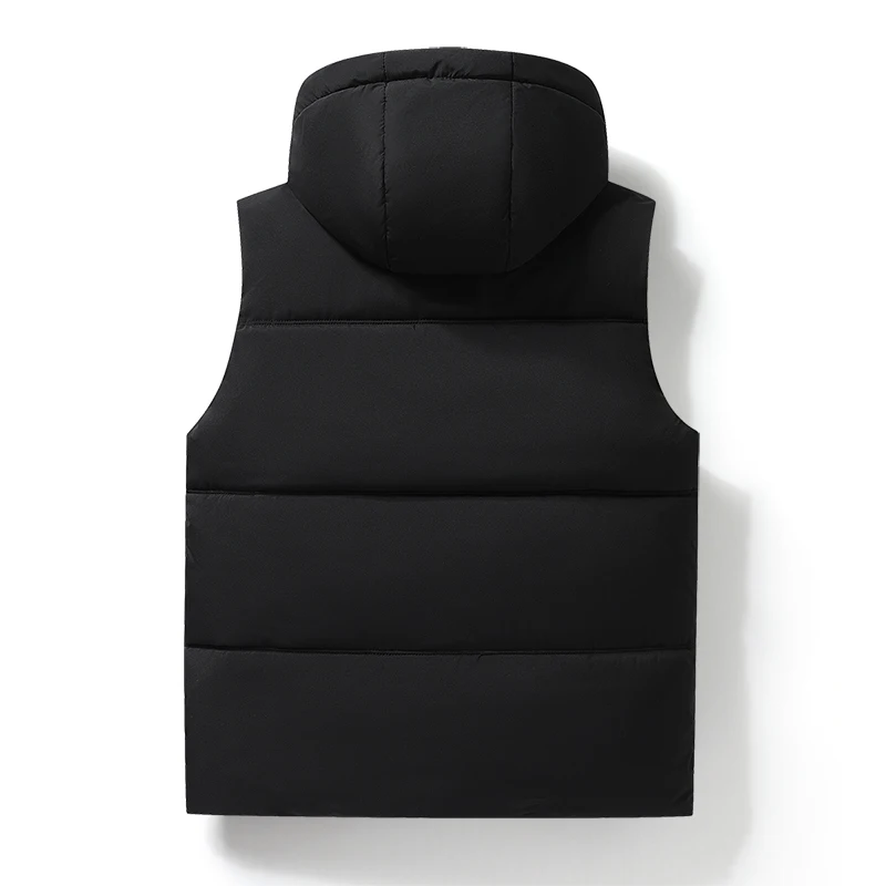 Hooded Cotton-padded Jacket Vest Men Thick Warm Coat for Autumn and Winter New Fashion Trend Versatile Vest Sleeveless Waistcoat